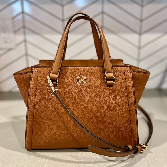 Michael Kors Freya brown Top Handle Small Satchel with Crossbody strap - Picture 1 of 5